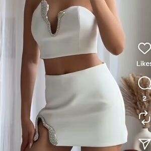 Zara Jewel Asymmetrical Mini Skirt Size XS